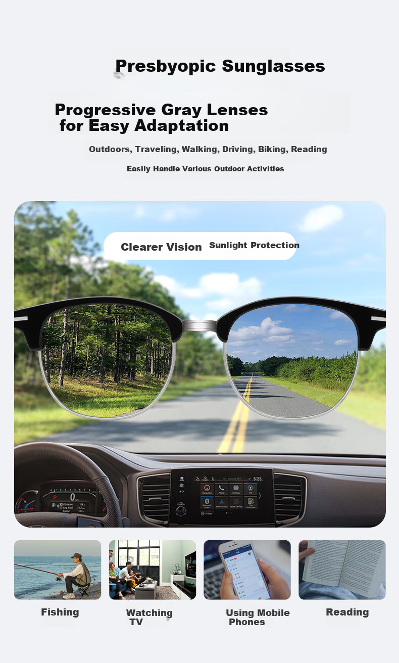 Mr.PuTian Progressive Gray Reading Sunglasses for Men, Multifocal Presbyopic Glasses, 350 Degree (Ages 70+) 4