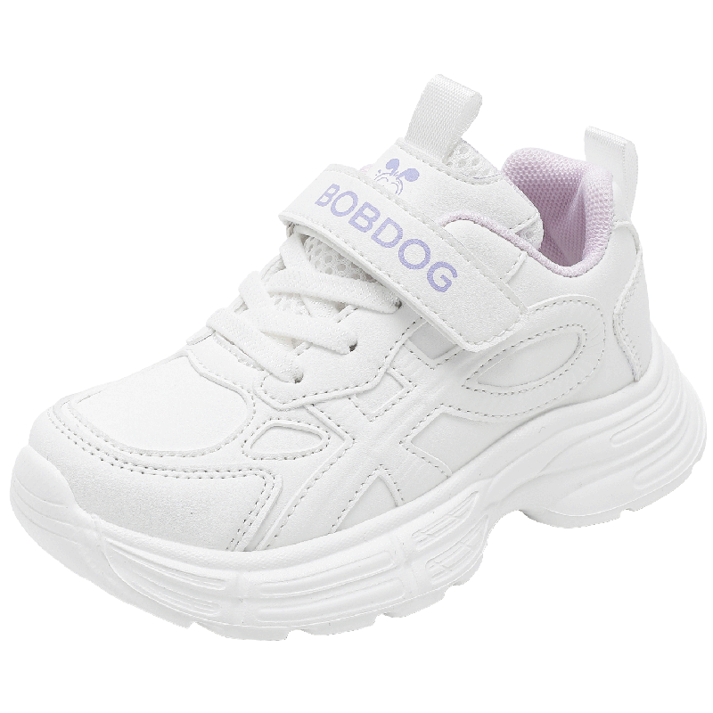 BOBDOG Kids Girls Spring White Sneakers Large Kids Versatile Sports Shoes Children's Dad Shoes 101561037 White/Pink Purple Size 33
