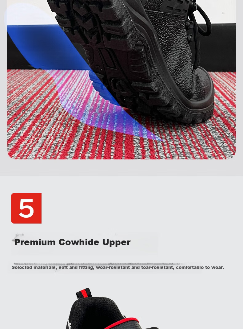 Huixiang JD Industrial Private Label Labor Protection Shoes Low-Cut Leather Multifunctional Safety Shoes ESD Anti-Static Anti-Smash Anti-Puncture 130201 Size 45 EU CE Certified 9