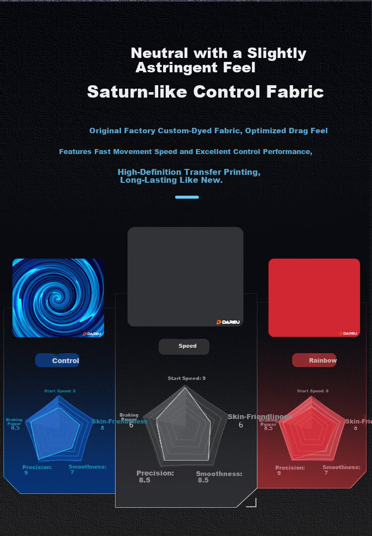 Dareu Su Pro Gaming Mouse Pad FPS Competitive Smooth Neutral Large Desk Mat Valorant CSGO 490x420x4mm Polyurethane Base Black 5