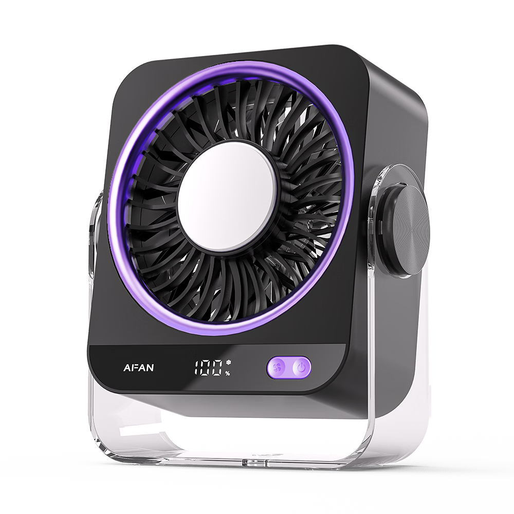 Capeden Desktop Mini Fan Cooling Ice Compress High Airflow Silent Large Capacity Long Battery Life Portable Rechargeable for Students Dorm Office Outdoor Camping Gray