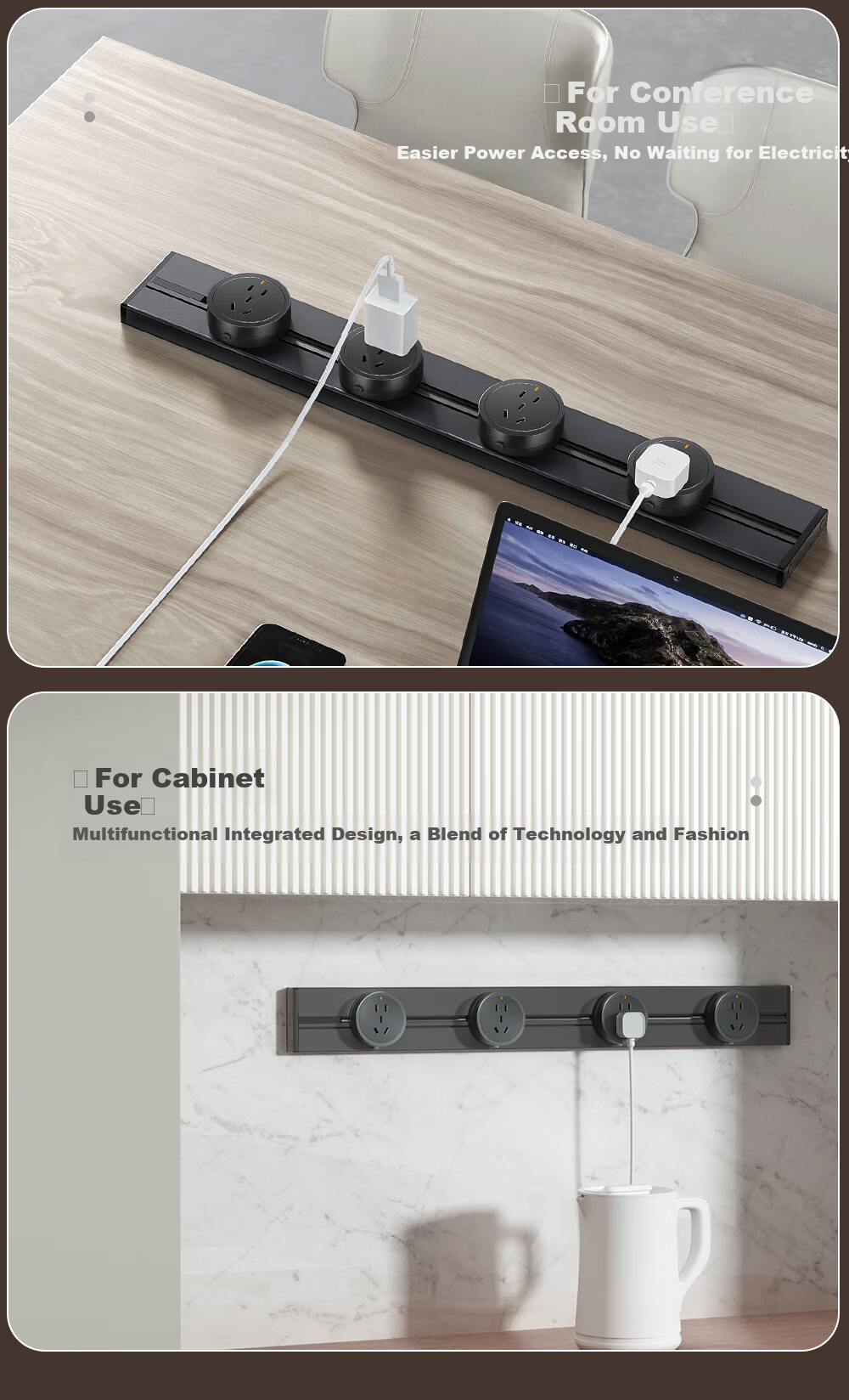 DELIXI Track Socket Fourth Generation Movable Wall-Mounted Power Strip [Upgraded] Black 0.8m Rail + 4 Sockets 8