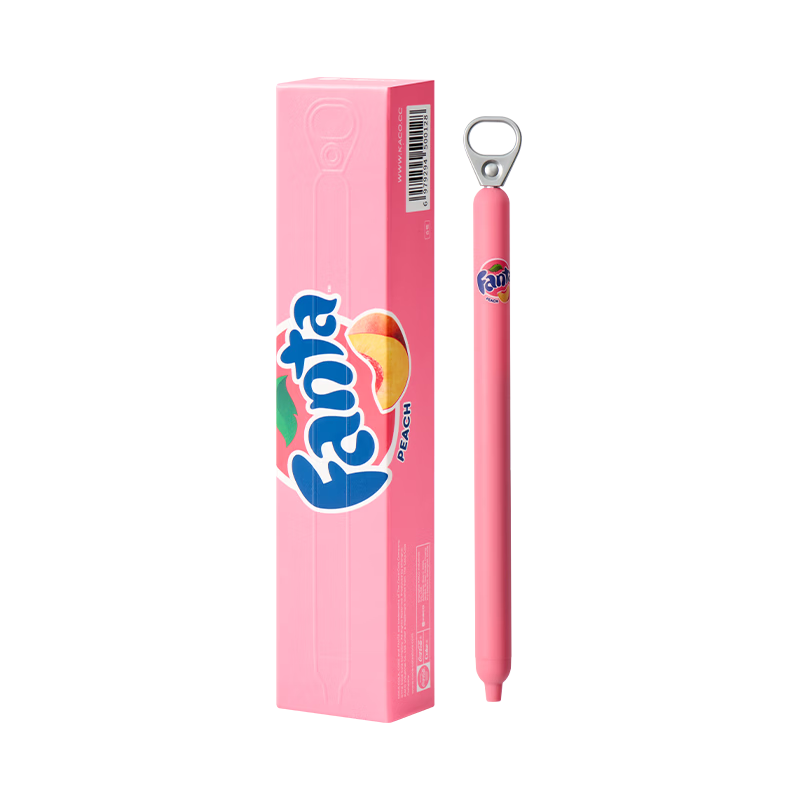 KACO Fanta Collaboration Black 0.5mm Retractable Unisex Pen Student Use Quick-Dry Signature Pen High-Value Water Pen Large Capacity Carbon Pen Peach - Single Black