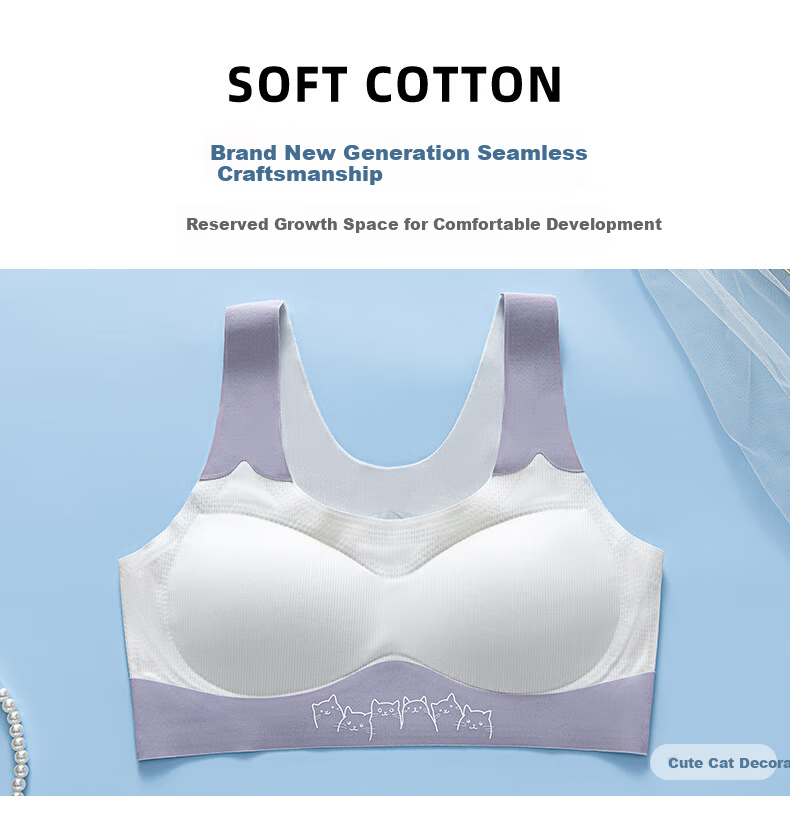 GRACEWELL Youth Children's Underwear Developmental Period Teenage Girl Puberty Bra Seamless Vest for High School Students 4
