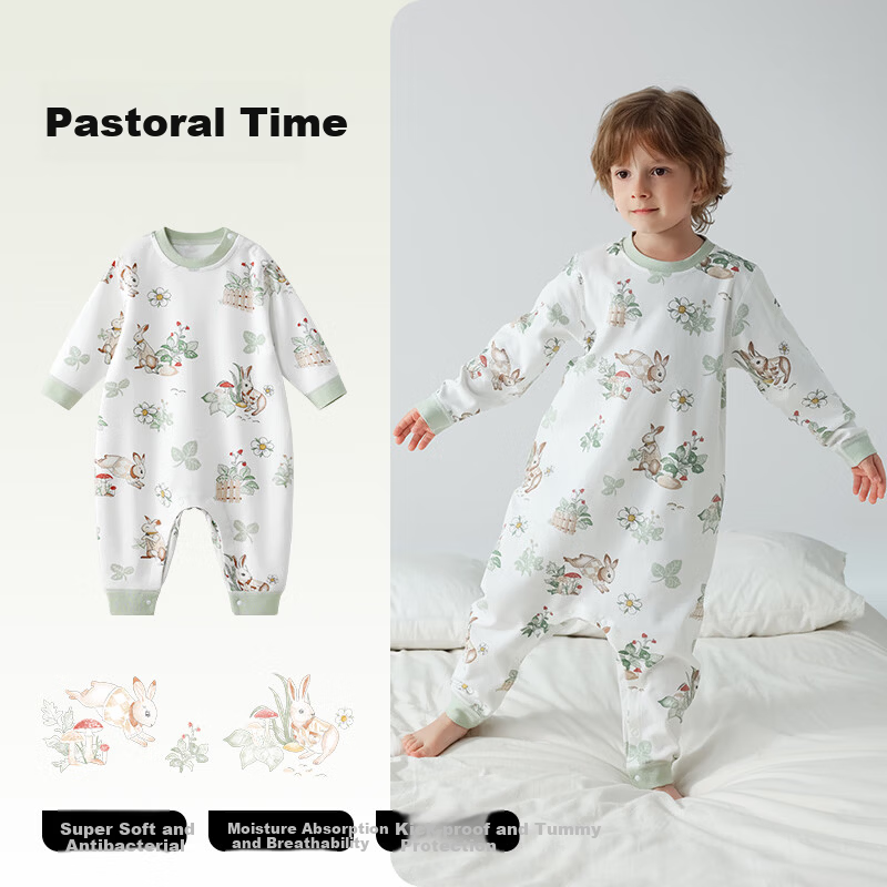 Betis Baby Sleepwear Spring and Autumn Thin 2026 New Boys and Girls Children's Homewear Jumpsuit Set