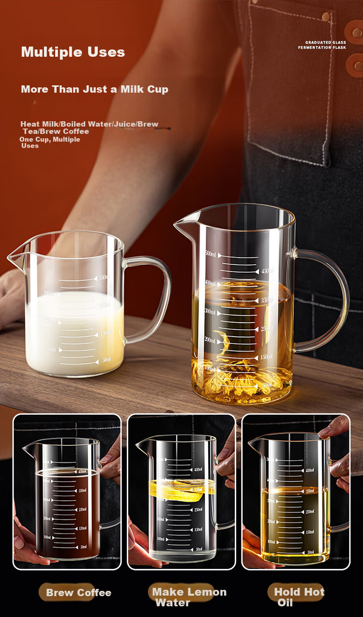 Lingchen Measuring Cup with Scale, 1000ml High Borosilicate Glass Cup, Food-Grade Heat-Resistant Household Kitchen Water Cup Measuring Cup 5