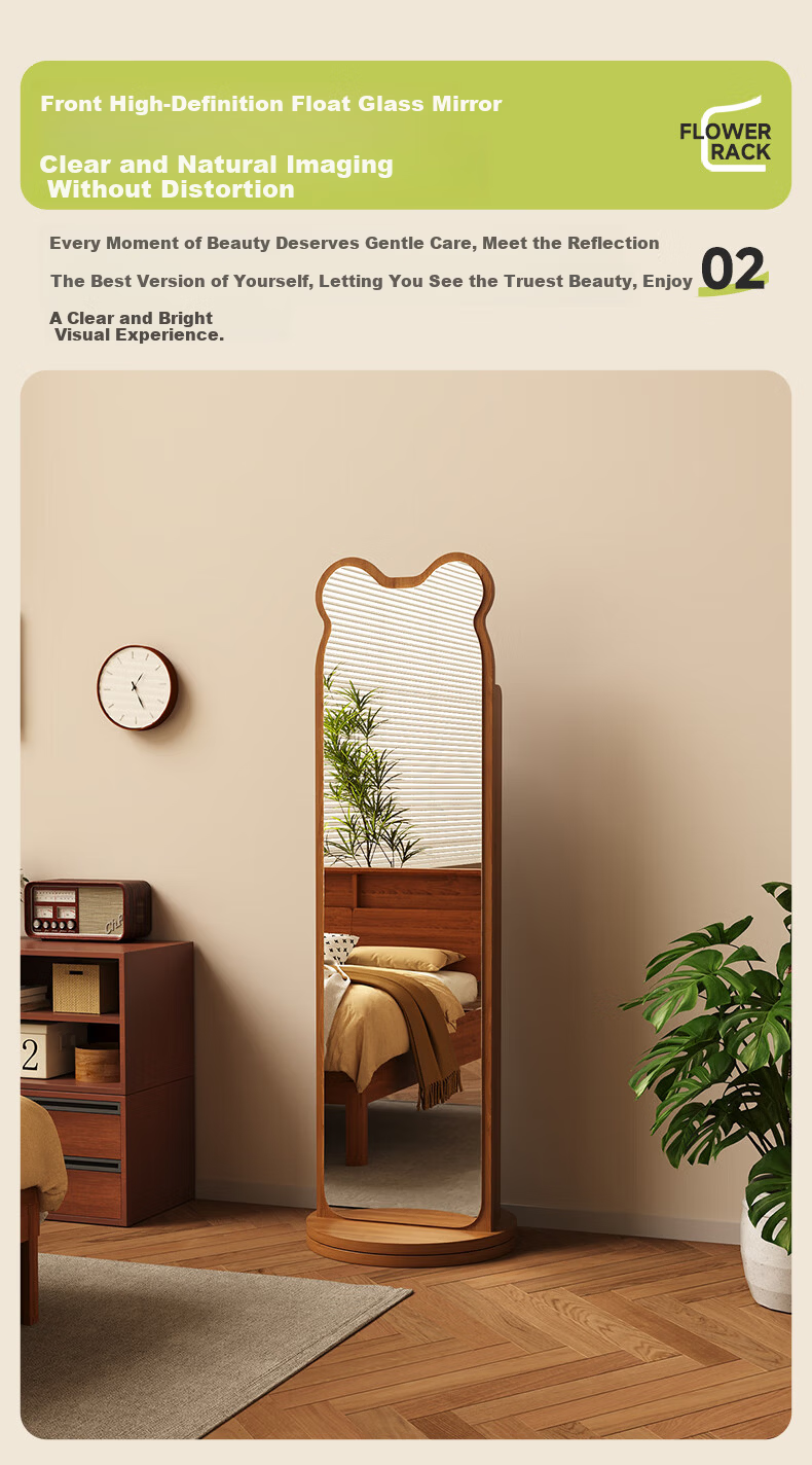 XIAOJIANGCAI Full-Length Floor Mirror with Bookshelf, Rotatable and Mobile Dressing Mirror with Storage, Black, 165*36cm 5