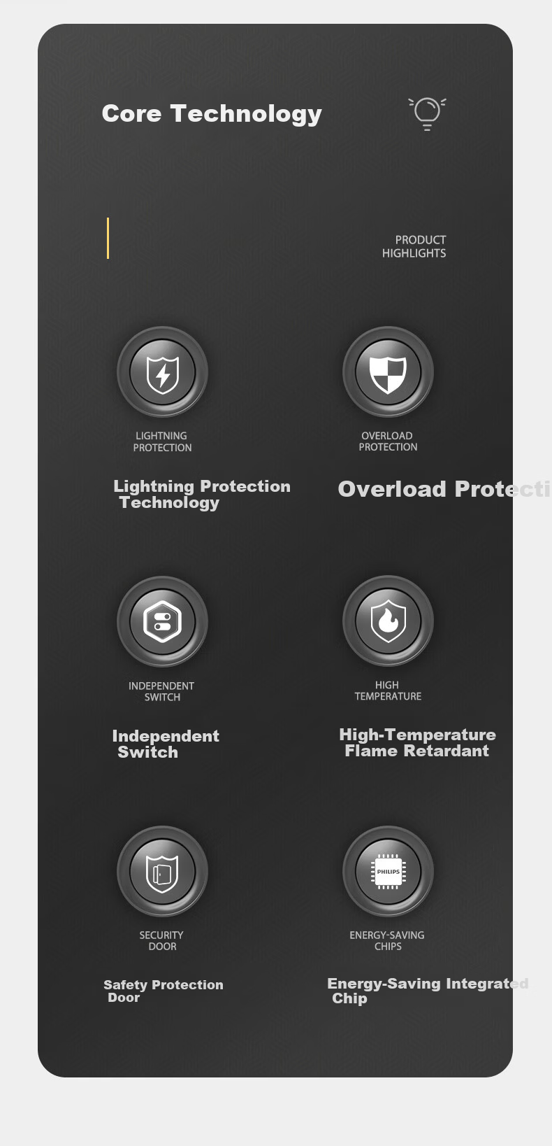 PHILIPS Surge Protector Power Strip 4 Outlets with Individual Switches 3m Cable Overload Protection Extension Cord Socket 2