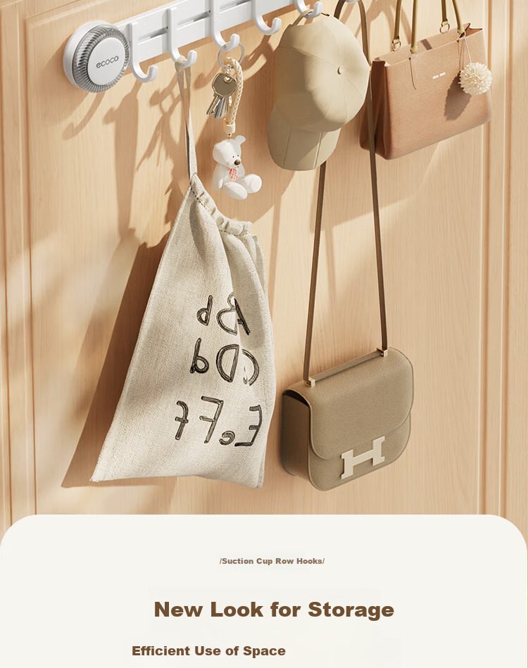Ecoco Suction Cup Hook Door Hanging Strong Adhesive No Drilling Bathroom Kitchen Entryway Key and Hat Rack 25228 White 4
