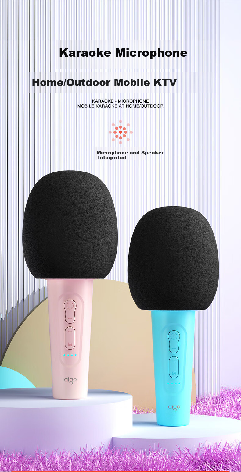 Aigo K2 China Red Wireless Microphone Home KTV Voice Changer Karaoke Speaker TV Douyin Live Noise-Cancelling Bluetooth Singing Handheld Microphone All-in-One Entertainment System 2