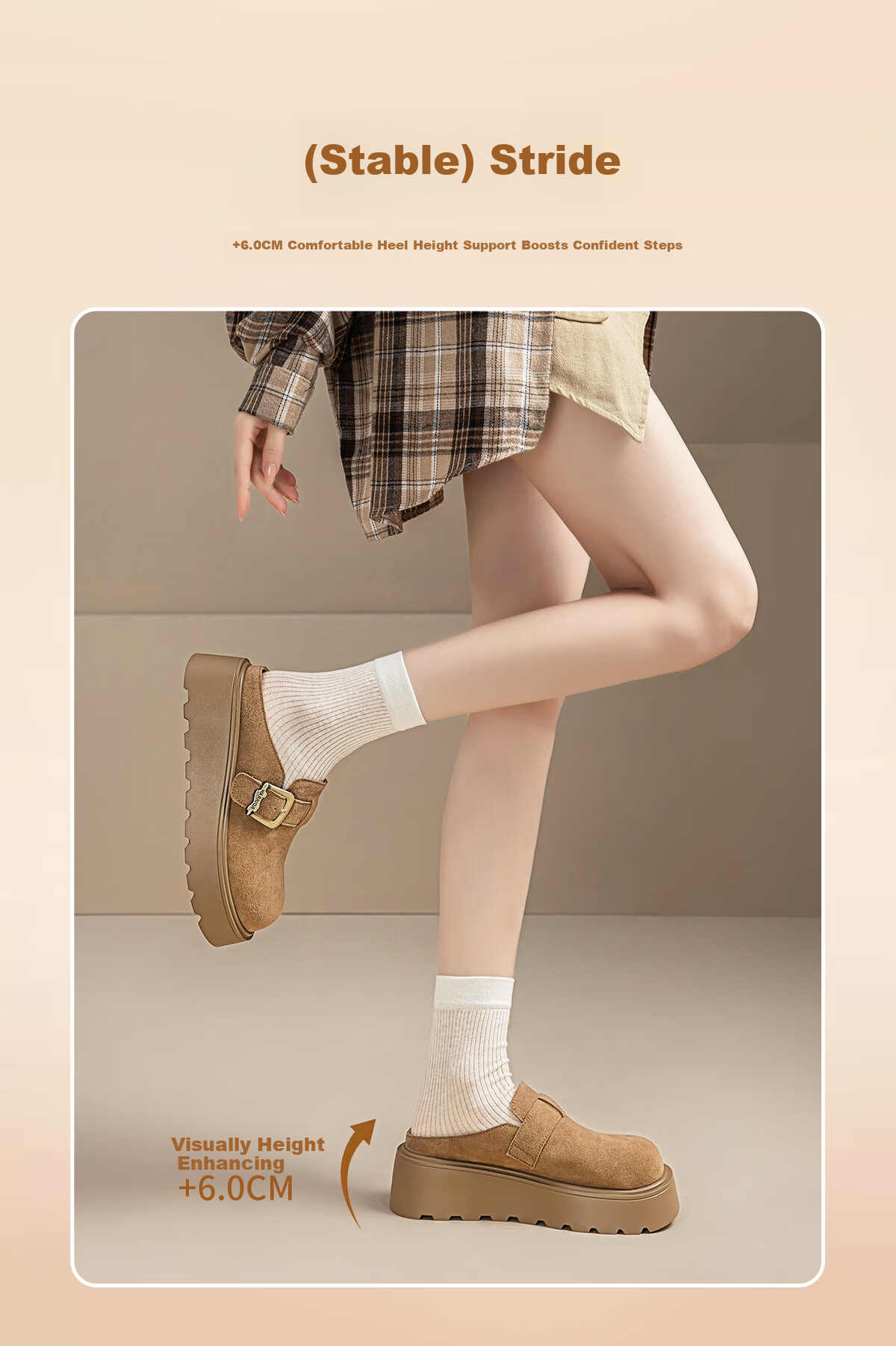 Huili Women's Shoes, Autumn And Winter Fashion Versatile Birkenstock Sandals, Thick-Soled Heightening Comfortable Non-Slip Casual Closed-Toe Slippers, Khaki, Size 38 6
