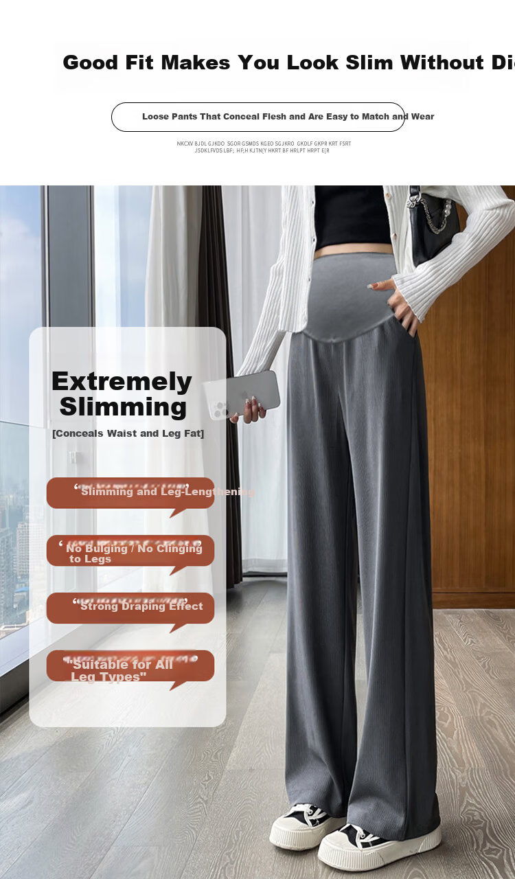 JOYNCLEON Maternity Pants Spring Summer Petite Casual Wide-Leg Leggings Outerwear Pants Beige 2XL Jyk86701 6