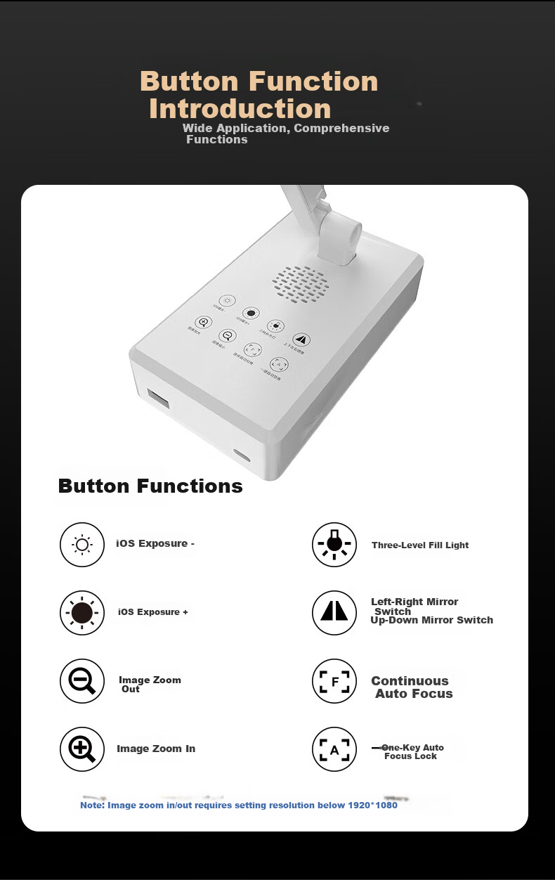 Huiboshi Teaching Live Streaming Camera, 4K High-Definition Wide-Angle Video Display Stand, High-Speed Camera, USB+HDMI Auto Focus, Online Class Camera, 12x Zoom, Remote Tutoring Homework Tool 8