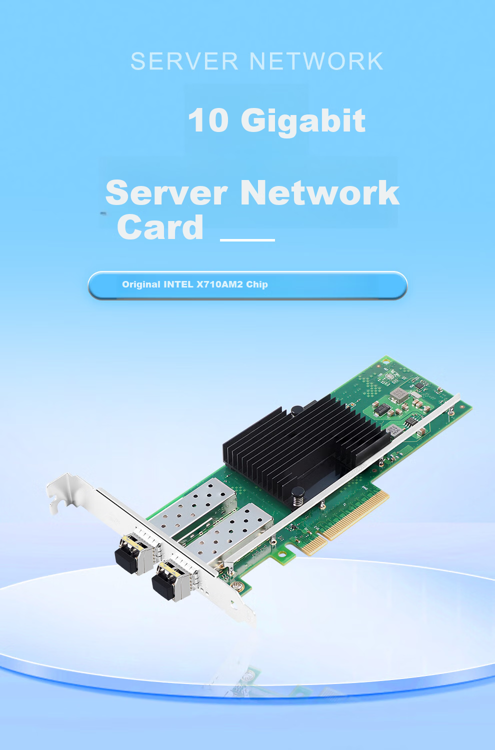 Kunyu KY-X710-2SFP+SR PCIe X8 10Gb Dual-Port Server Fiber Optic Network Card X710-DA2 with 10Gb Multimode Module Intel X710 Chip 1
