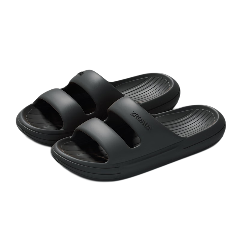 Beidouyang Men's Summer Slippers Outdoor Indoor Home Shower Non-slip Thick Soft Sole Black Size 42-43