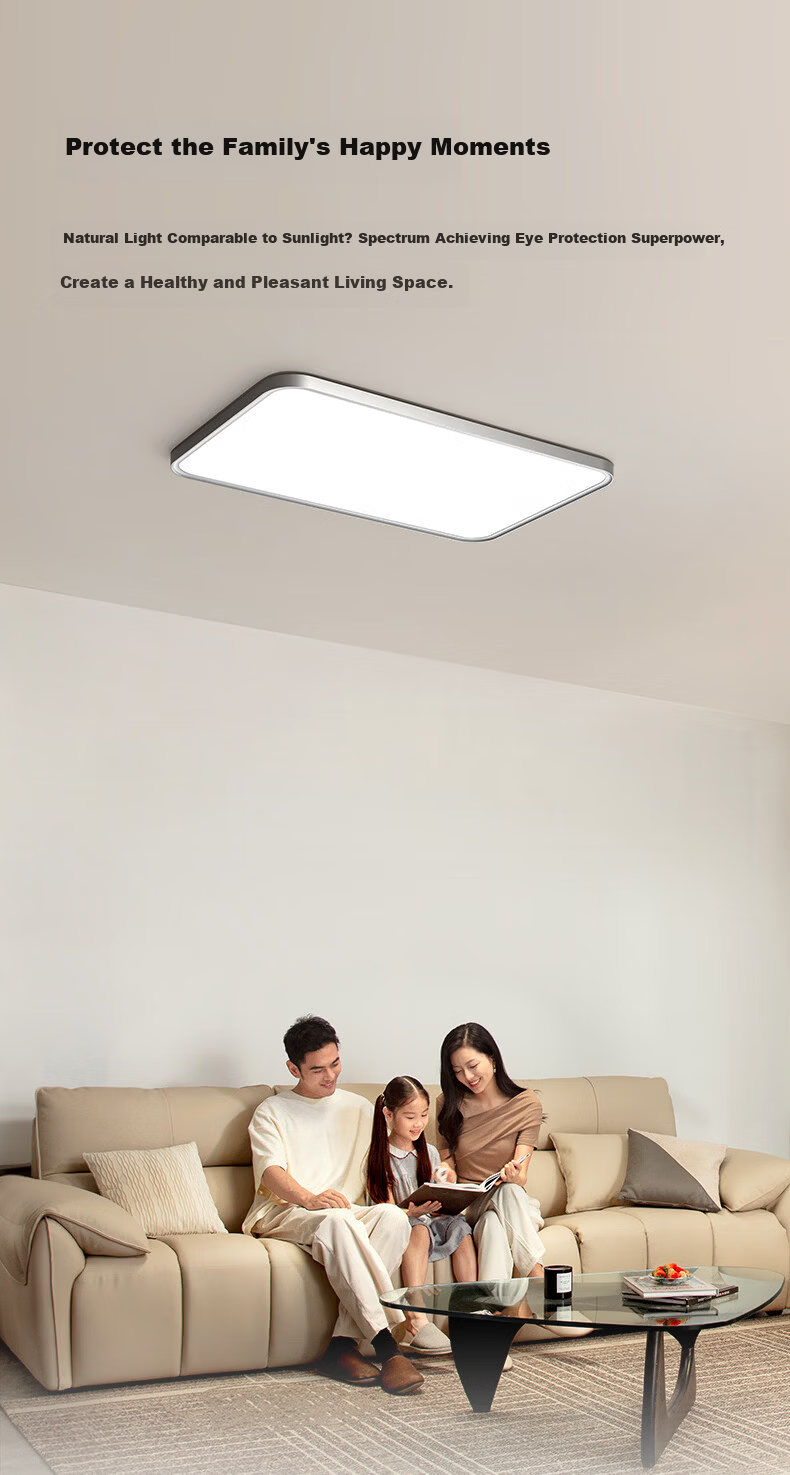 Lipro Eye-Protecting Ceiling Light, Full Spectrum, Whole House Simple Bedroom Lamp, Star Ring Ultra, Bright Moon Silver, 50W 7