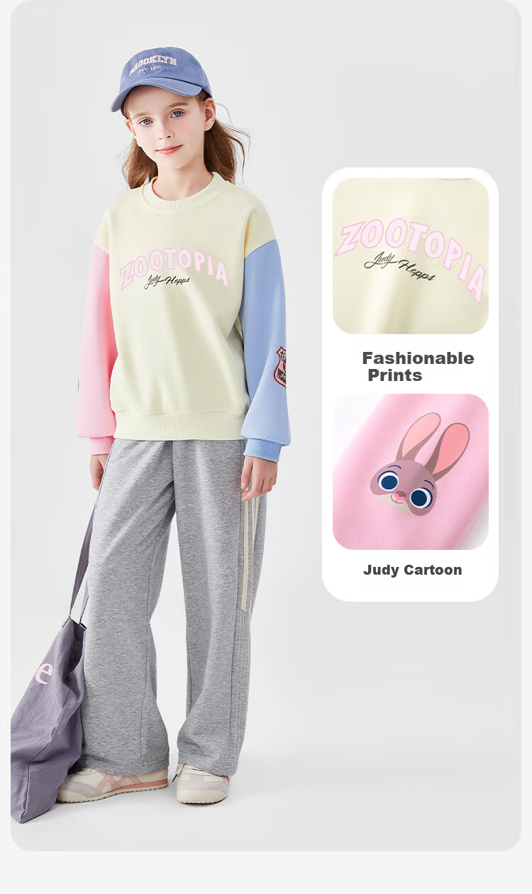 Disney Girls' Sweatshirt Zootopia Off-White Pullover Long Sleeve Spring Top Size 130 4