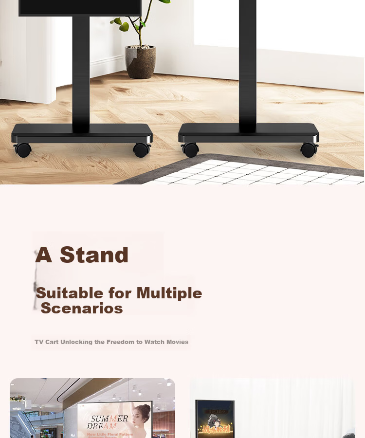 Junao TV Mobile Stand, 55-110 Inch Large Screen Floor-Standing Mount, All-In TV Bracket Cart, Universal for Multiple Brands of TVs, Video Conference Stand 1