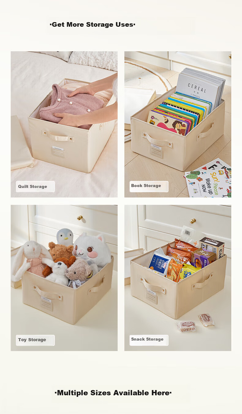 EACHY Fabric Storage Box for Clothes, Foldable Wardrobe Organizer, 40L, Beige 6