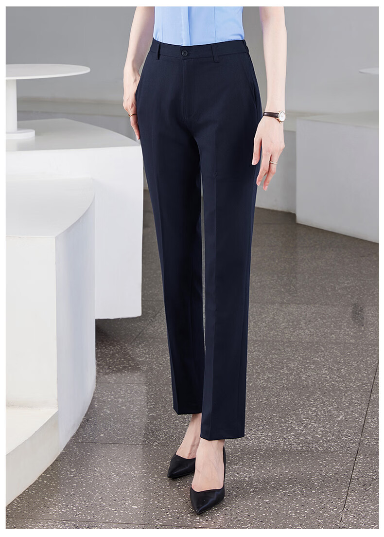 Yaotong Summer Women's Four-Way Stretch Professional Blazer Straight-Leg Cropped Pants Black Draped Casual Slim Fit Suit Pants 9