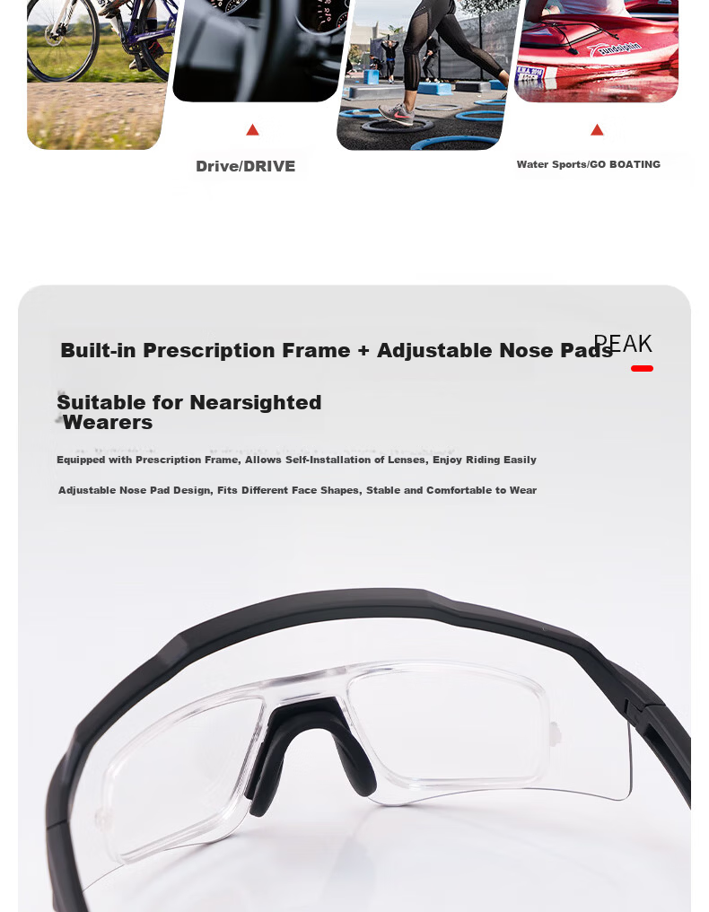 Peak Cycling Glasses Day and Night Use Professional Windproof Sandproof Goggles Outdoor Sports Riding Gear for Men and Women 7