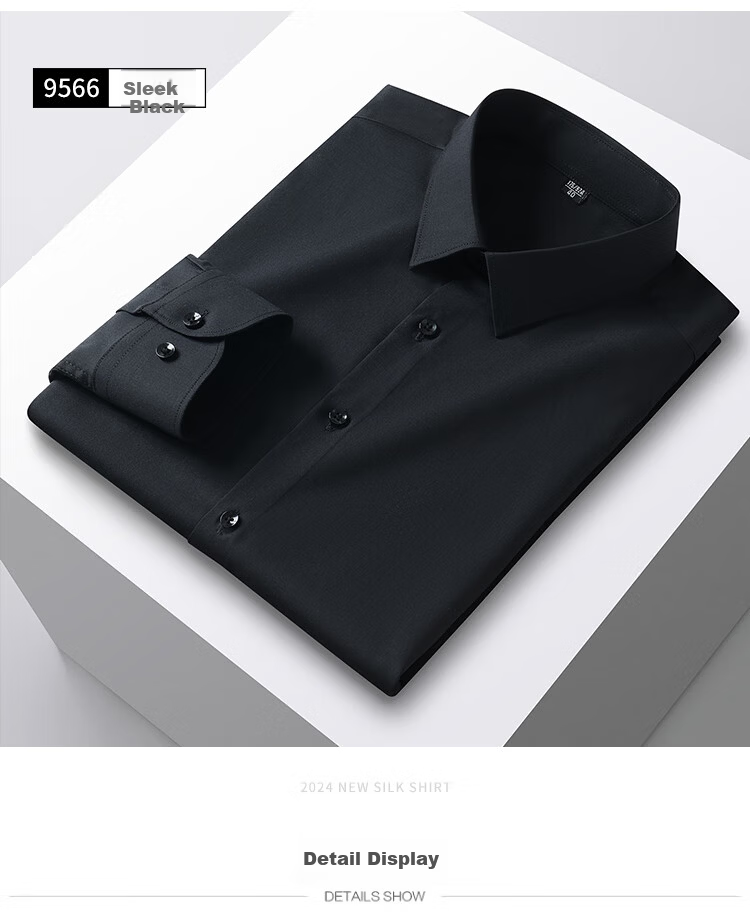 ROMON Men's White Long Sleeve Business Casual Work Shirt [Silk + Modal, Wrinkle-Free], Size 40 8