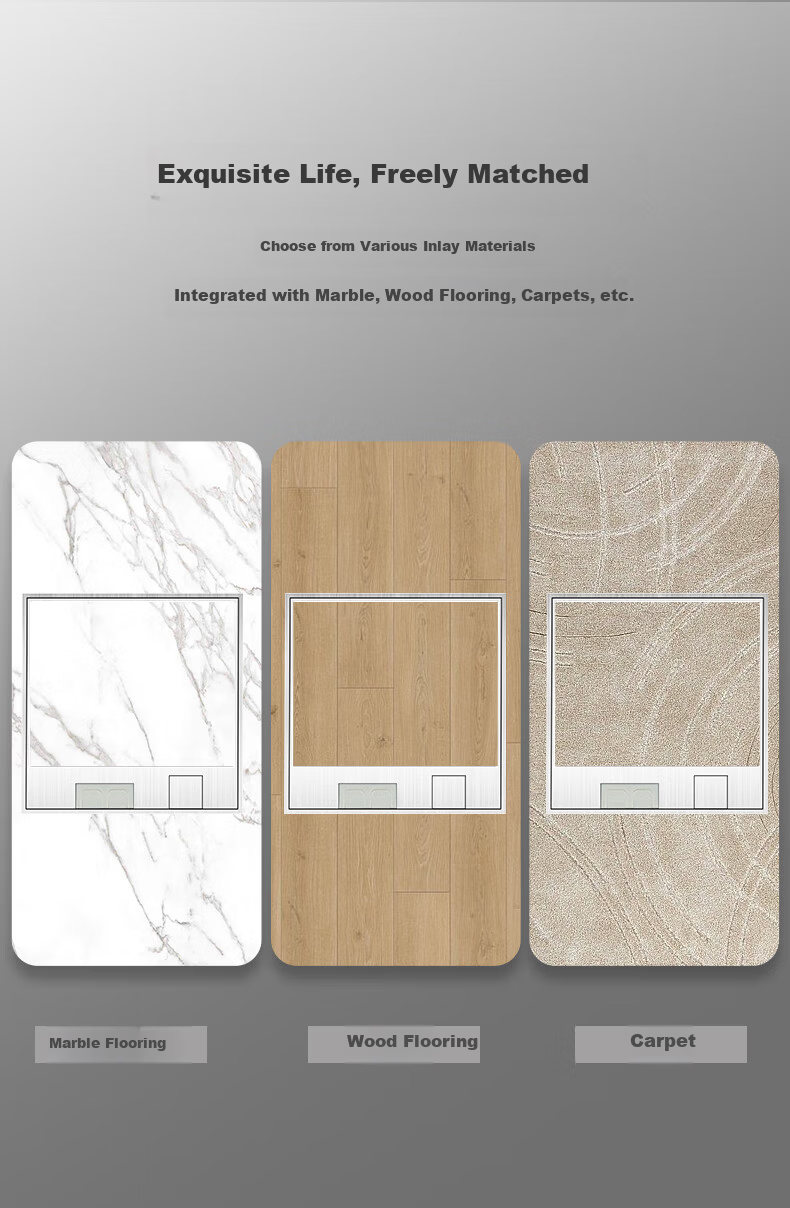 DELIXI Embedded Hidden Floor Socket for Marble Tile and Solid Wood Flooring, Flush Invisible Design, Five-Hole + Network Port 4