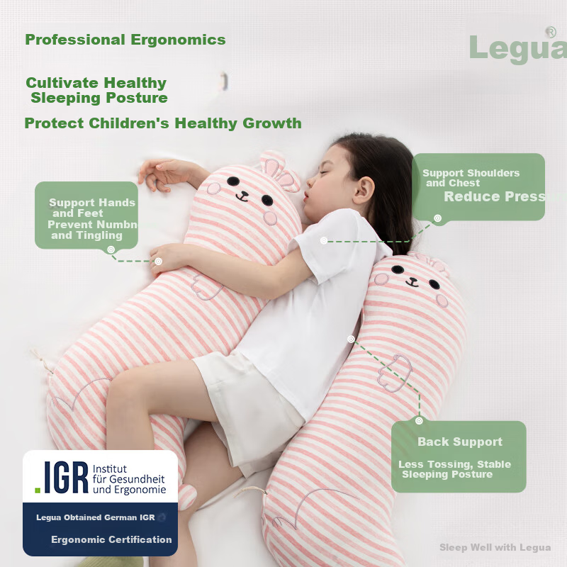 Legua Children's Sleeping Body Pillow Long Smile Rabbit Plush Side Sleep Leg Hug Pillow Kids Gift