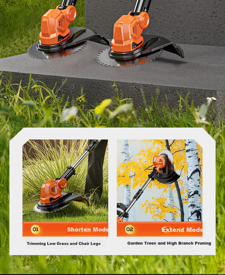 Quiet Bear Electric Lawn Mower Rechargeable Lithium Battery Fully Automatic High Power Garden Lawn Grass Trimmer 21