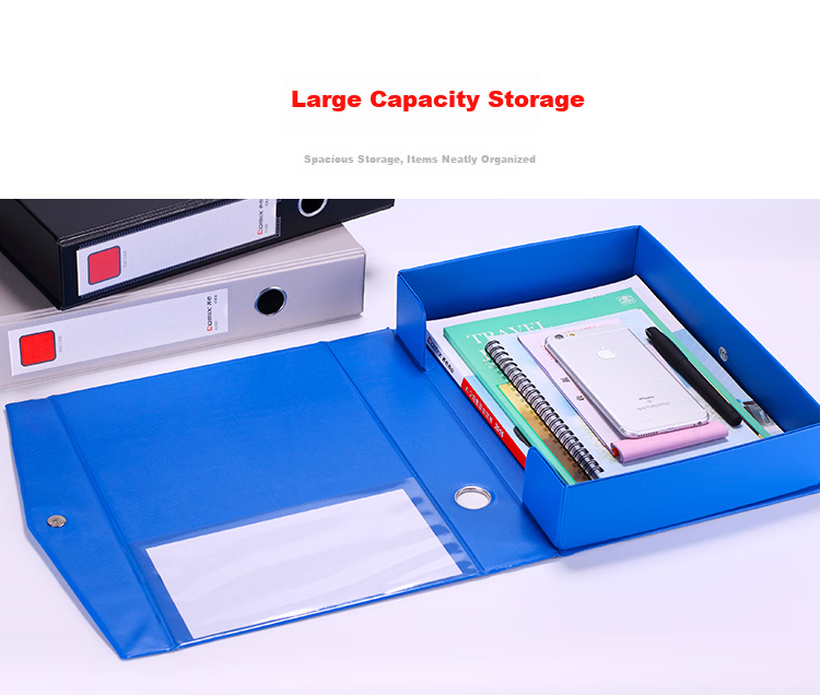 COMIX 68mm Durable Magnetic PVC Thickened File Box Document Box A4 Storage Box Office Stationery Blue EA1014 9