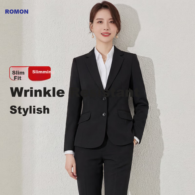 Romon Women's Slim Fit Business Suit Jacket Black