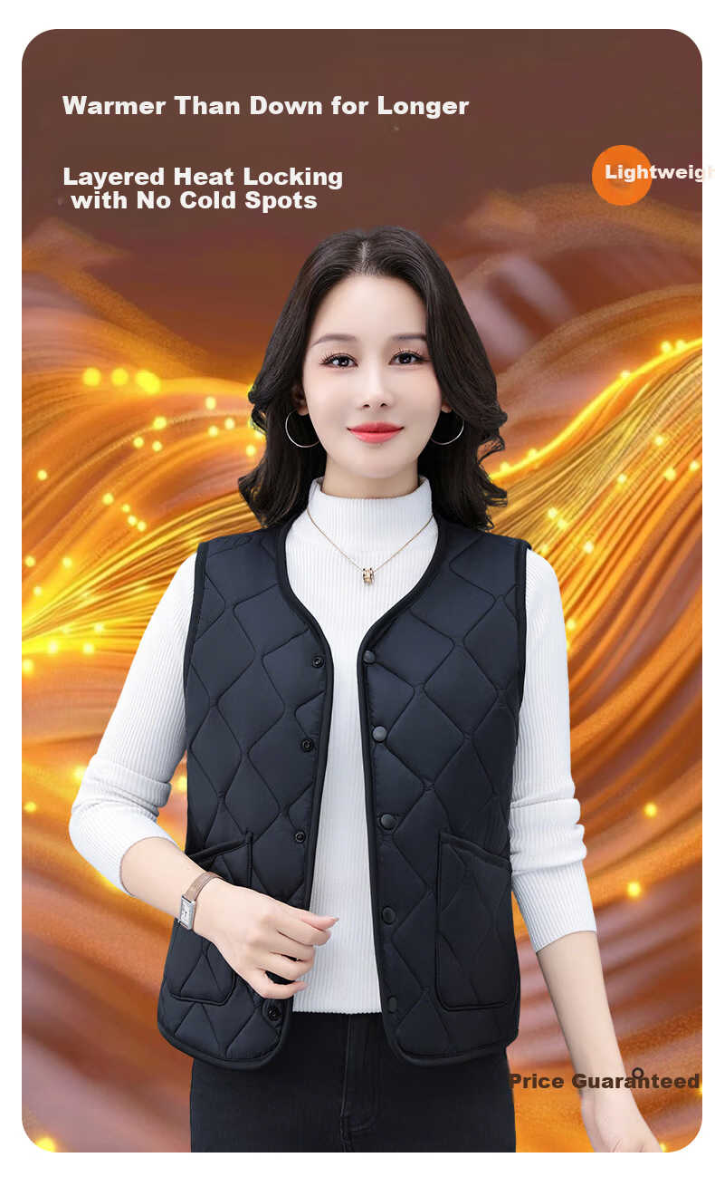Woodpecker Women's Wool Vest Outerwear 2025 Autumn Winter New Lightweight Thickened Warm Vest for Moms Black L 7