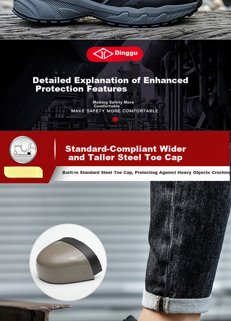 Dinggu Safety Shoes for Men with Steel Toe Cap, Puncture-Resistant, Lightweight, Comfortable, Non-Slip, for Construction Sites, 852hui43 3