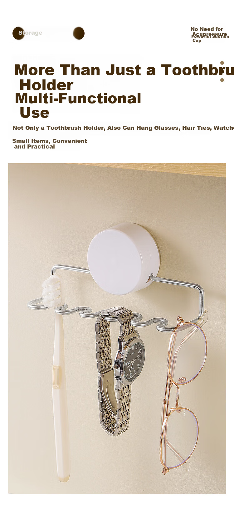 Imakara Wall-Mounted Suction Cup Toothbrush Holder Electric Toothbrush Storage Rack Premium No-Drill Organizer 9