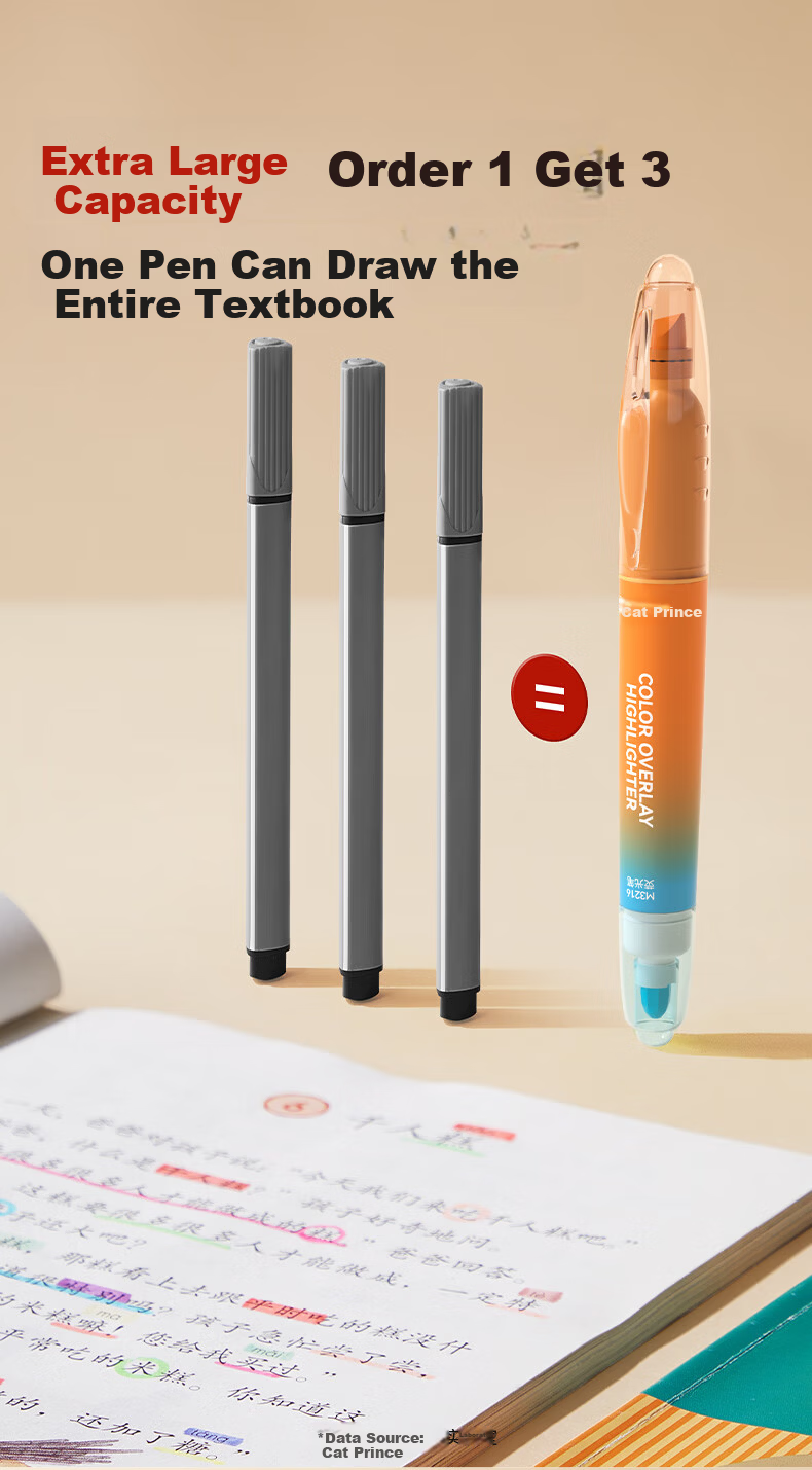 Cat Prince Stackable Color Fluorescent Highlighter Marker Pen Double-Ended Fluorescent Pen for Elementary Students, High-Value Quick-Dry 12-Color Note-Taking Pen for Handwritten Reports 4