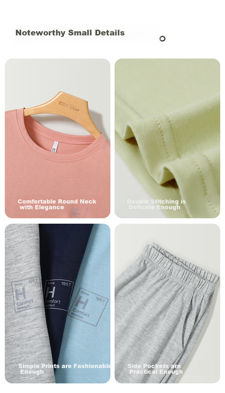 Hodo Home Men's Spring Autumn Cotton Antibacterial Thin Long Sleeve Colorblock Pajamas 6