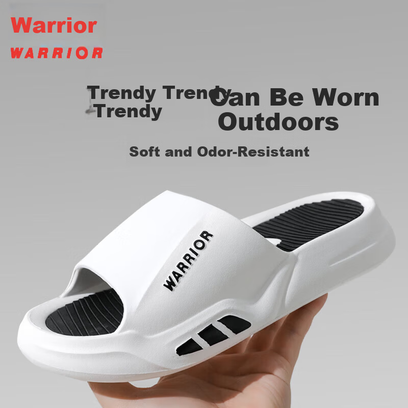 Warrior Outdoor Men's Non-Slip Home Slippers Bathroom Indoor Outdoor Sandals HL0232 White Size 40-41