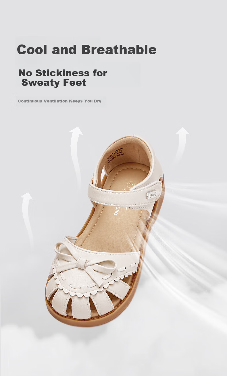 DAVE & BELLA Kids Sandals Girls Princess Closed-Toe Baby Shoes Infant Summer Walking Shoes 3