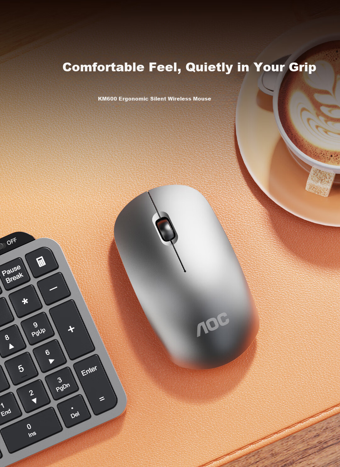 AOC KM600 Wireless Bluetooth Keyboard And Mouse Combo, Dual-Mode Rechargeable Keyboard And Mouse, Scissor Foot Structure, Splash-Resistant, Compatible with Laptops, Black 6