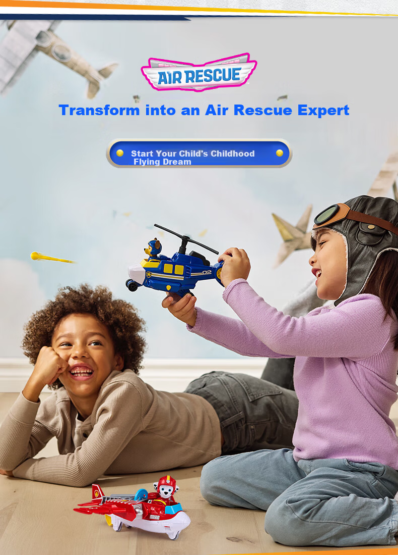 PAW PATROL Chase Rescue Airplane Toy Patrol Car for Boys and Girls Ages 3-6 Birthday Gift 6