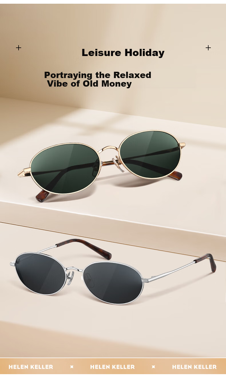 Helen Keller Vintage Old Coin Style Metal Sunglasses UV Protection Fashion Polarized Sunglasses Men Women HK62706H01 2