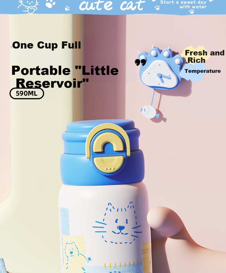 BABLOV Kids Insulated Stainless Steel Straw Water Bottle Student School Portable High-Quality Girls Cup 20