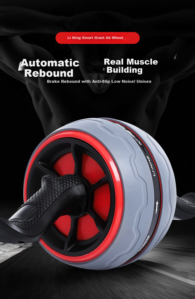LI-NING Ab Wheel Automatic Rebound Non-Slip Large Abdominal Roller Fitness Equipment for Men and Women 1