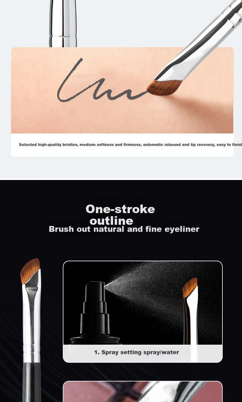 AOLANLA Sickle Eyeliner Brush 2-Pack Ultra-Thin Eye Detail Makeup Brush Blade Under Eye Tear Trough Eyelid to Brow Brush 4