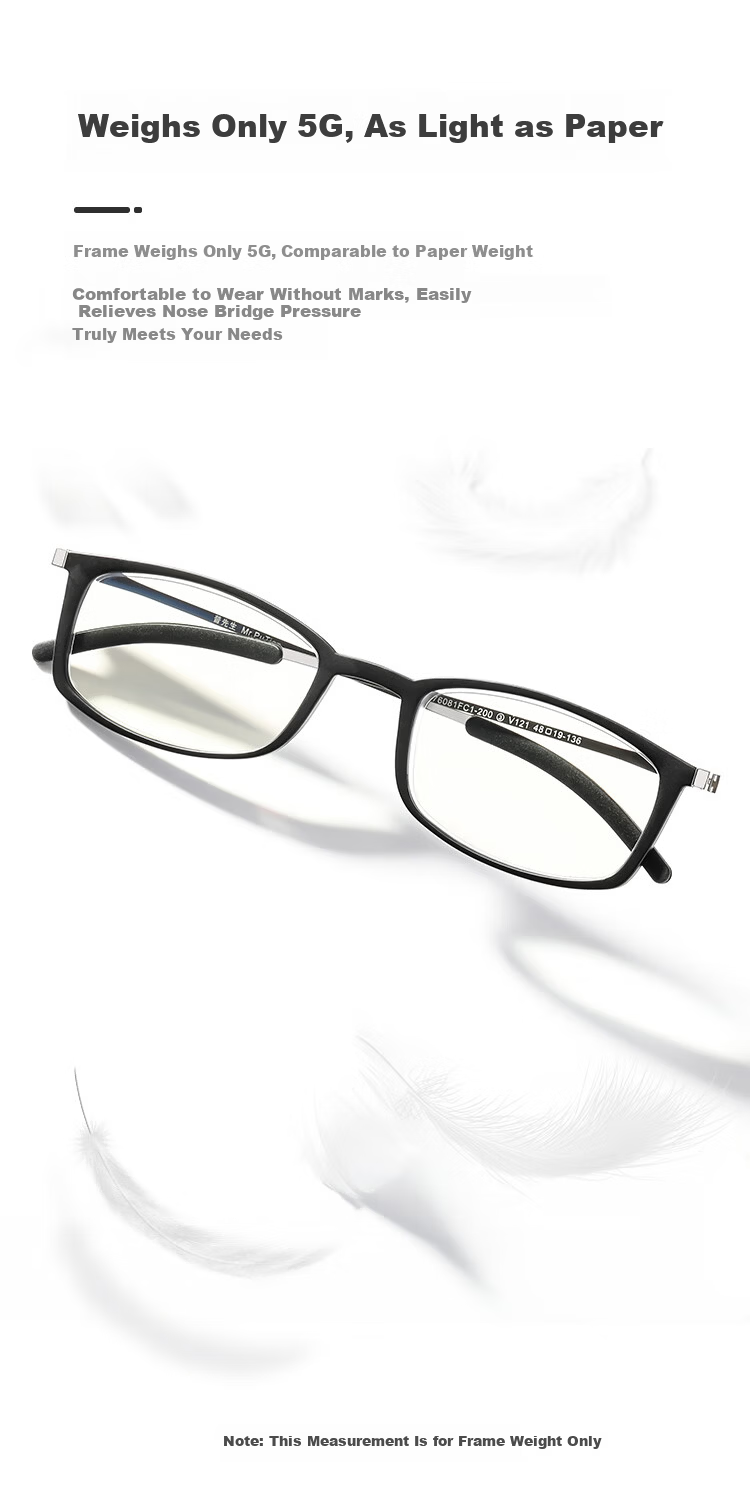 Mr. PuTian Anti-Blue Light Reading Glasses for Men And Women, Ultra-Light Portable Presbyopic Glasses for Elderly, Black, -2.50 Diopters, for Ages 60-64 3