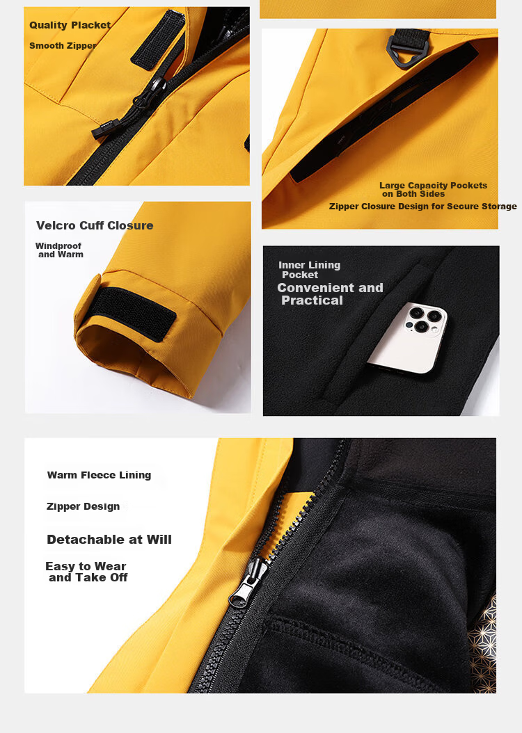 ROMON 3-in-1 Men's Outdoor Mountaineering Jacket with Hood, Women's Couple's Black 3XL 11