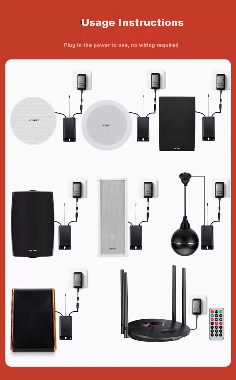 SAST 20W Wireless Bluetooth Wall-Mounted Speaker Set for Supermarket, Store, Classroom, Meeting Room, Indoor Wall-Mounted Background Music Public Broadcasting Speaker System, One-to-Two Wall Speakers 10