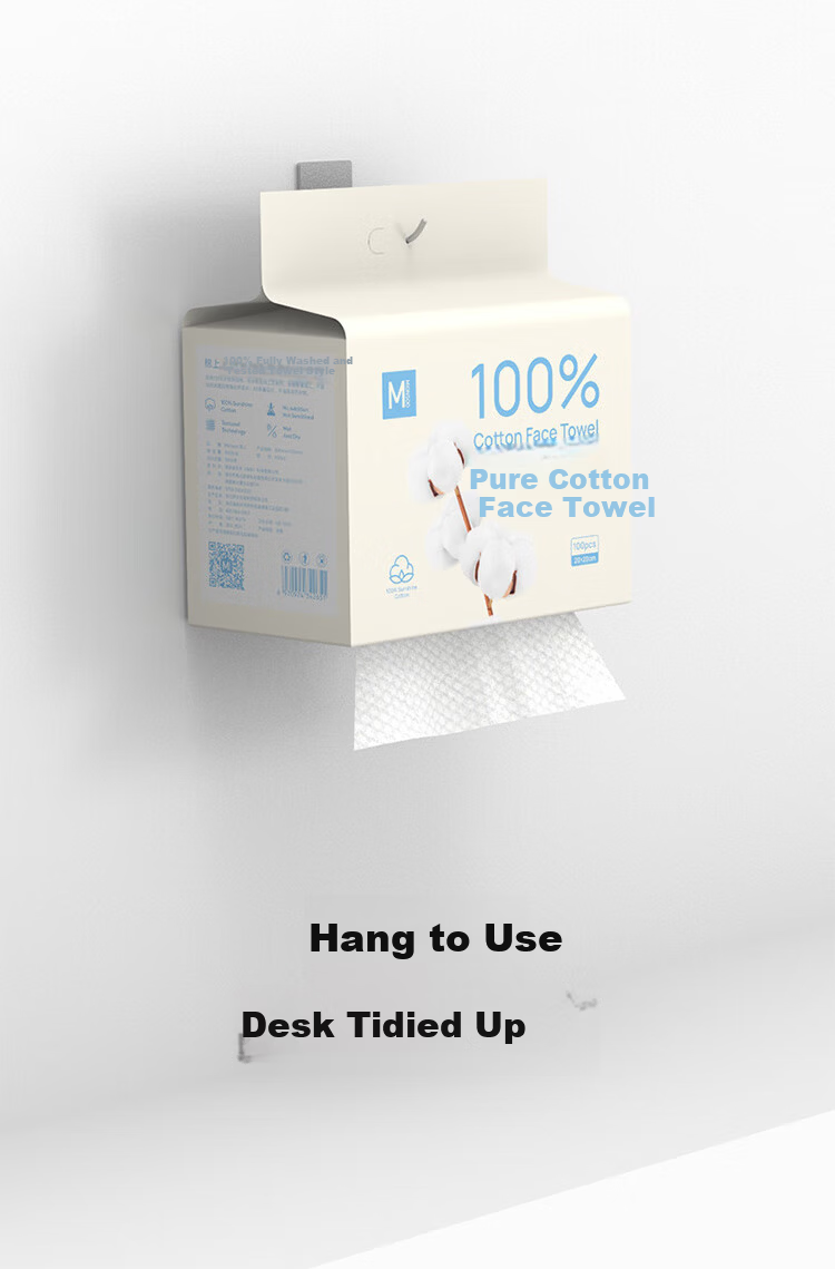 Mianshang Disposable Facial Wipes 100 Sheets Thickened Dual-use Dry and Wet Soft Cotton Towels Hanging Style 20x20cm 5