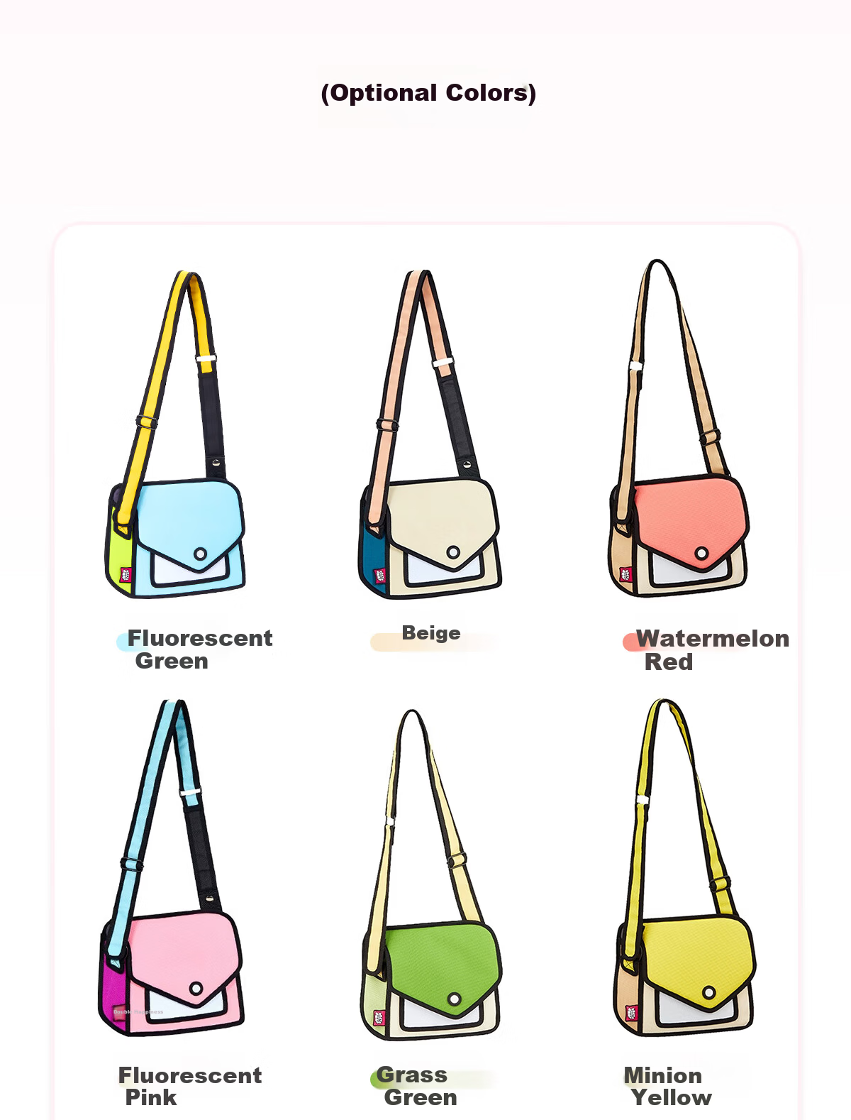 JumpFromPaper Birthday Gift Cute 2D Crossbody Bag for Women Shoulder Bag Gift Grass Green 1