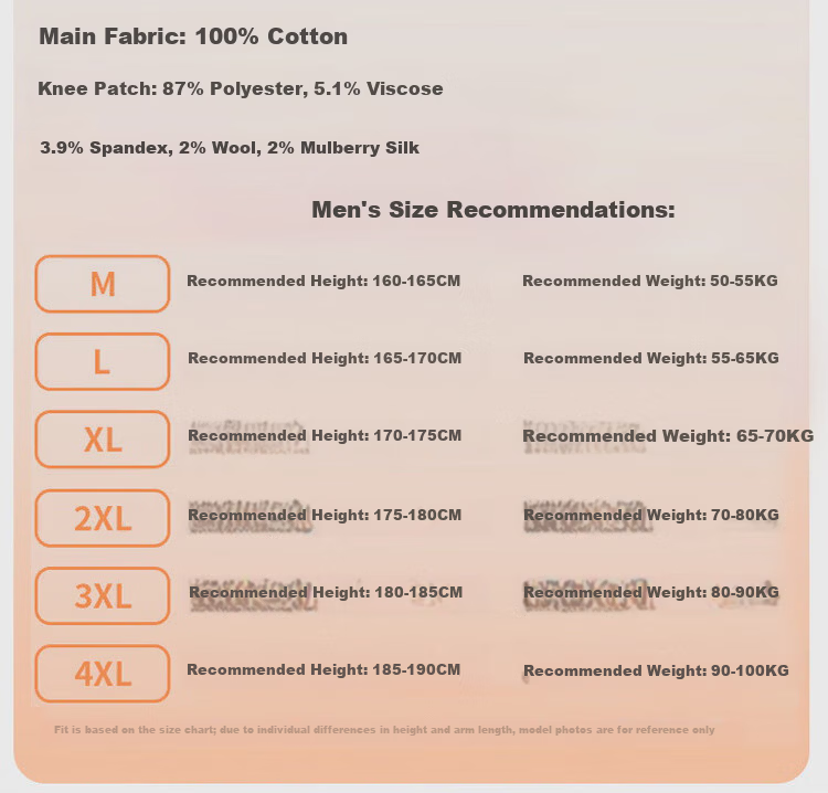 XUEXIMAN 100% Cotton Men's Thermal Pants Wool Silk Knee Support Antibacterial Thin Warm Cotton-Lined Trousers 10A 10